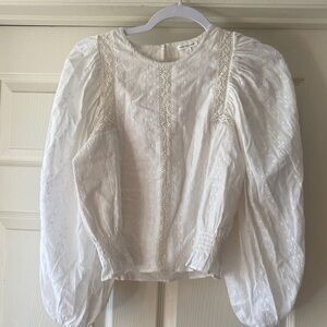 Unsubscribed White Lace Puff Sleeve Blouse Sz S.  Box4